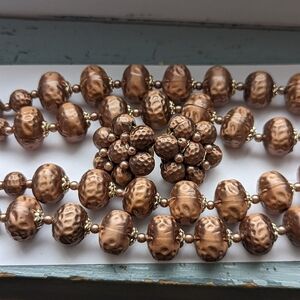 Vintage Japanese Brown Necklace and earrings demi purure signed Japan